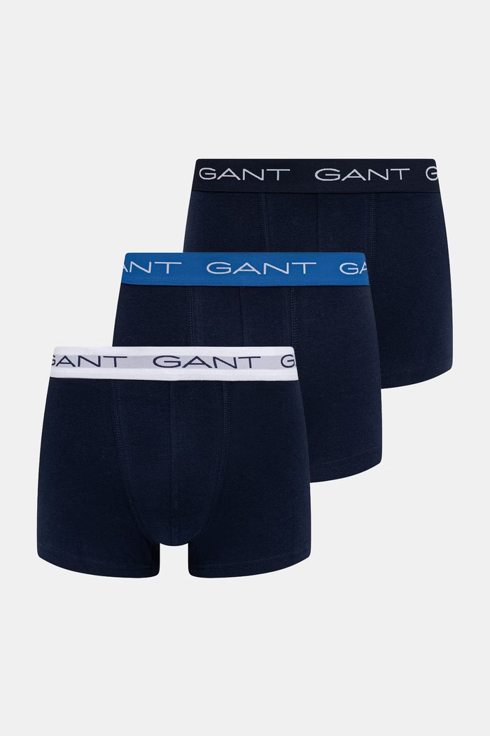 Gant bokserki dopasowane męskie bawełniane z elastanem 3-pack granatowy 902623003