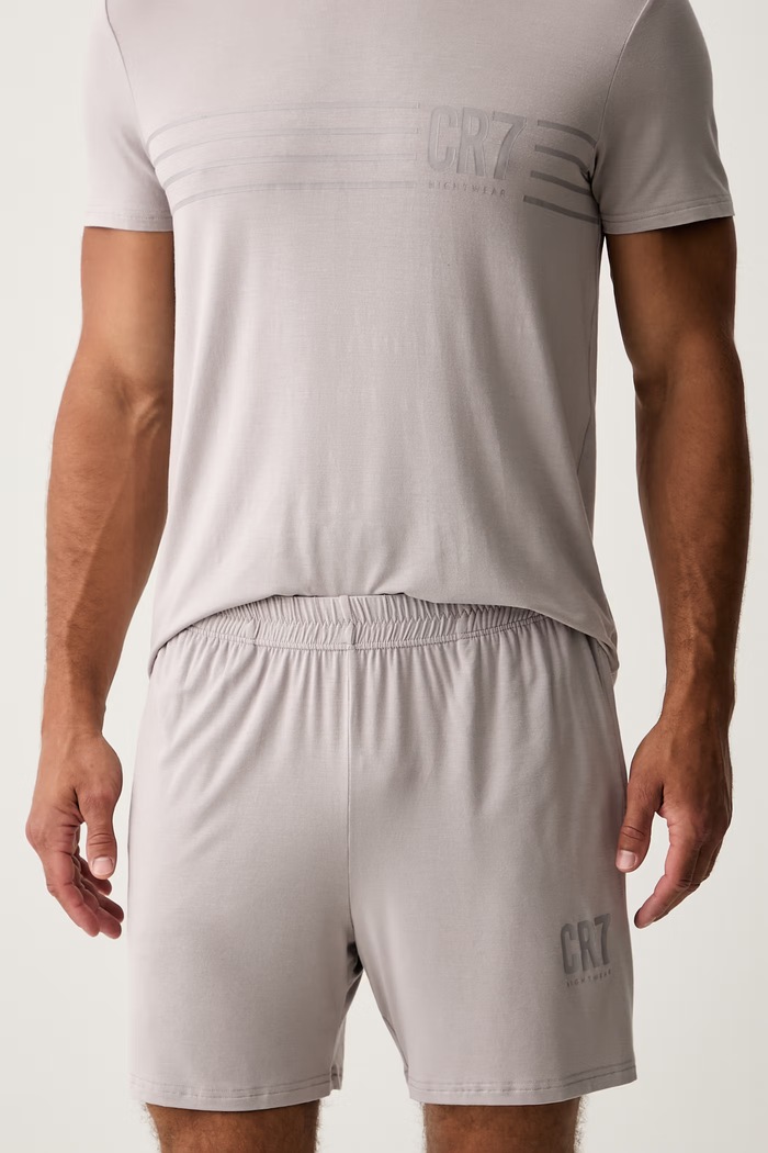 CR7 Cristiano Ronaldo piżama dwuczęściowa męska z modalem x MODAL CONCEPT 8736.4107.1557 beżowy AW26