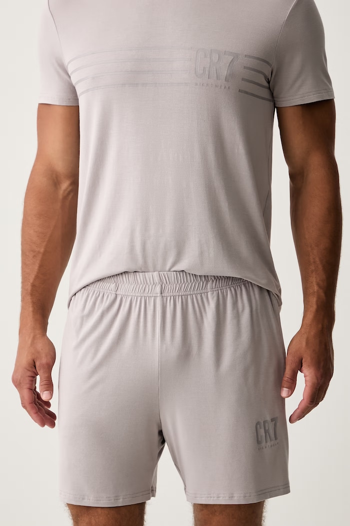 CR7 Cristiano Ronaldo piżama dwuczęściowa męska z modalem x MODAL CONCEPT 8736.4107.1557 beżowy AW26