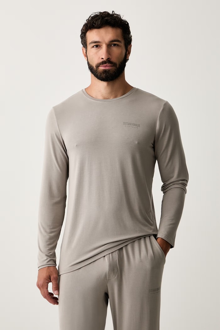 CR7 Cristiano Ronaldo piżama dwuczęściowa męska z modalem x MODAL CONCEPT 8735.4207.1450 beżowy AW26