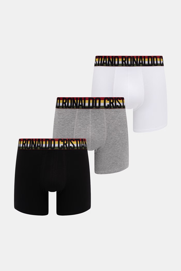 CR7 Cristiano Ronaldo boxer da uomo con cotone x WORLD CUP 26 pacco da 3 grigio 8100.49.2794