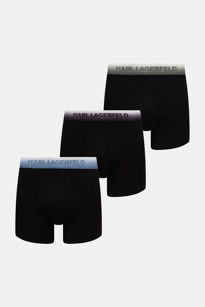 Karl Lagerfeld priliehavé boxerky pánske bavlnené s elastanom 3-pak čierna B3M47008