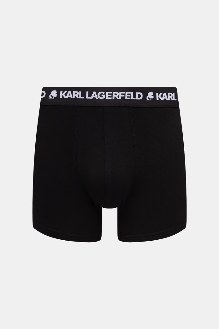 Karl Lagerfeld priliehavé boxerky pánske bavlnené s elastanom MONOGRAM 3-pak čierna B3M47030