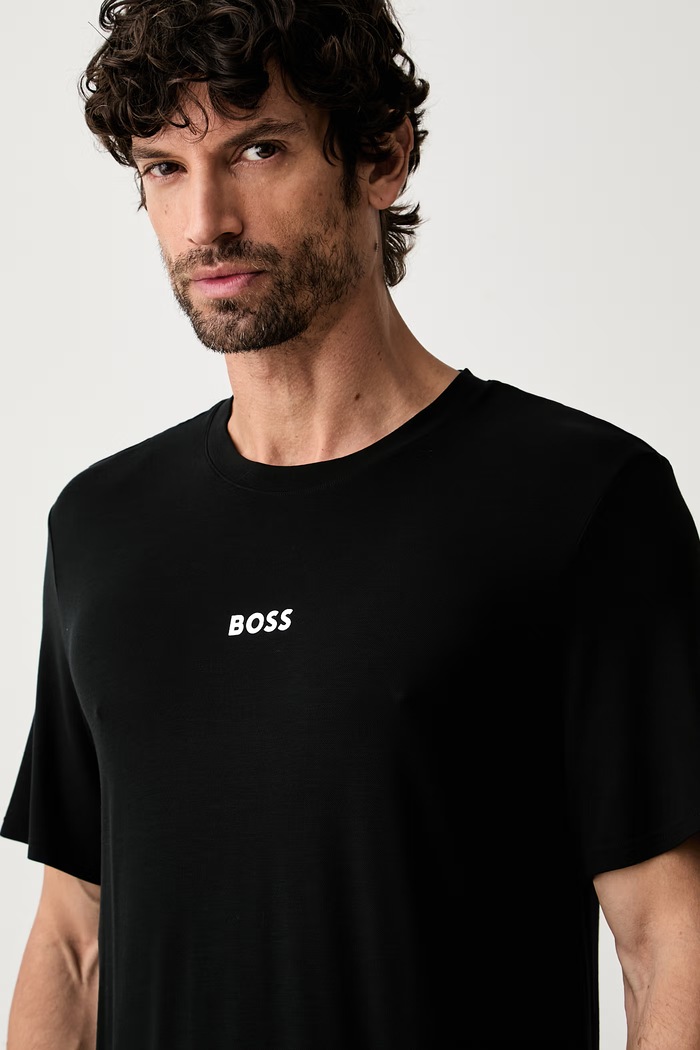 BOSS pyžamo pánske z viskózy Pique Short čierna 50566959