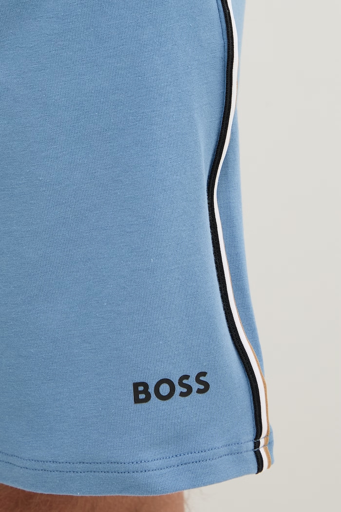 BOSS szorty piżamowe męskie bawełniane z elastanem Unique Shorts niebieski 50566956