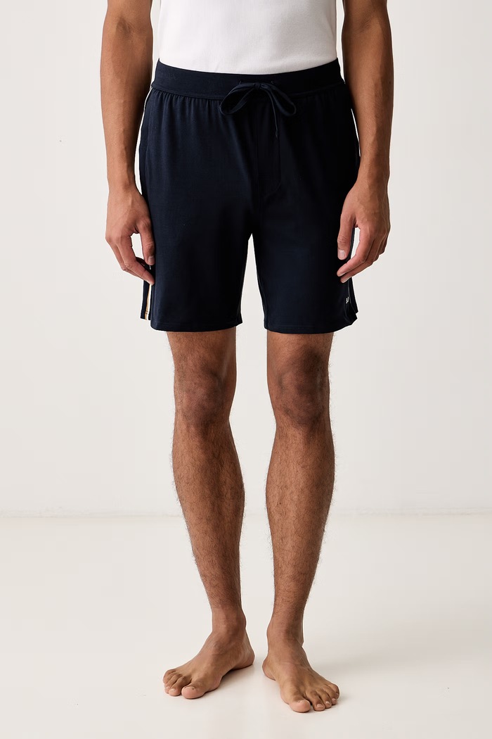 BOSS Пижамные шорты мужские из хлопка с эластаном Unique Shorts тёмно-синий 50566956