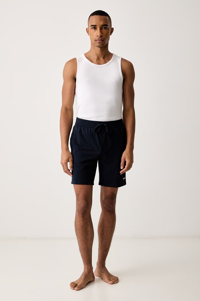 BOSS Пижамные шорты мужские из хлопка с эластаном Unique Shorts 50566956 тёмно-синий AW26
