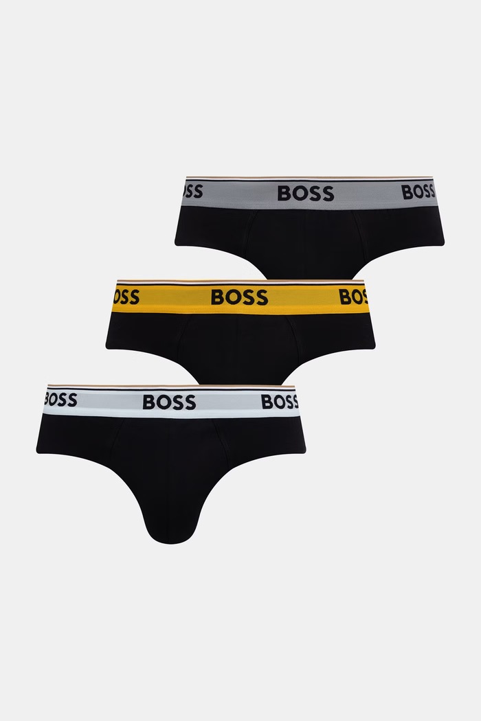 BOSS slip pentru bărbați, din bumbac cu elastan pachet de 3 negru 50554683