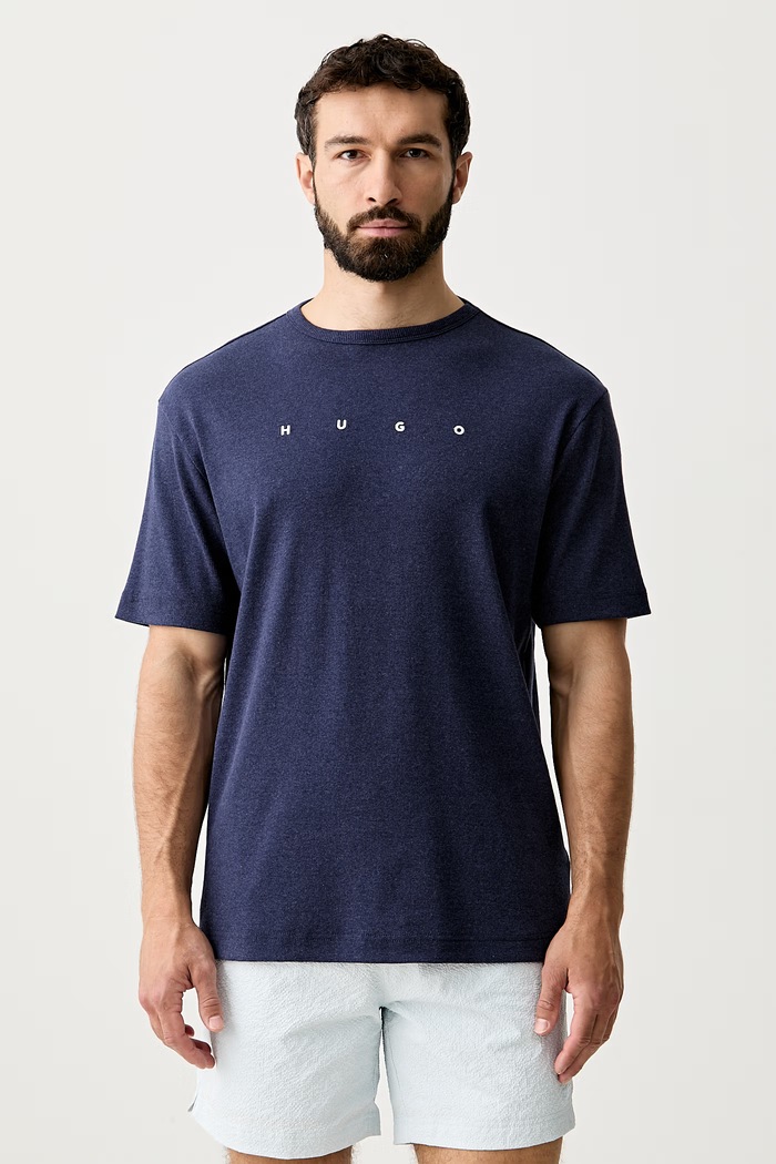 HUGO μπλουζάκι πιτζάμας ανδρικό με βαμβάκι AZURI T-SHIRT σκούρο μπλε 50566148
