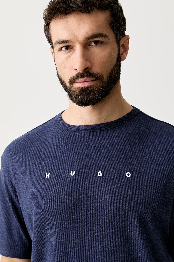Ρούχα HUGO μπλουζάκι πιτζάμας ανδρικό με βαμβάκι AZURI T-SHIRT 50566148 σκούρο μπλε