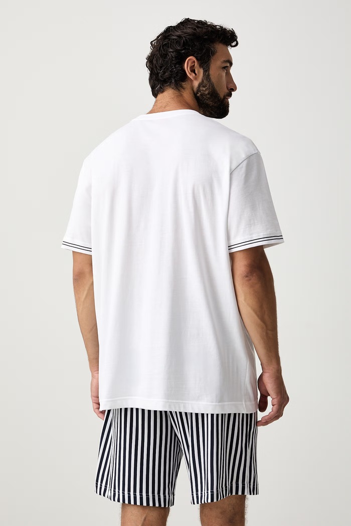 HUGO пижама от две части мъжка от памук COASTA SHORT SET 50566115 бял AW26