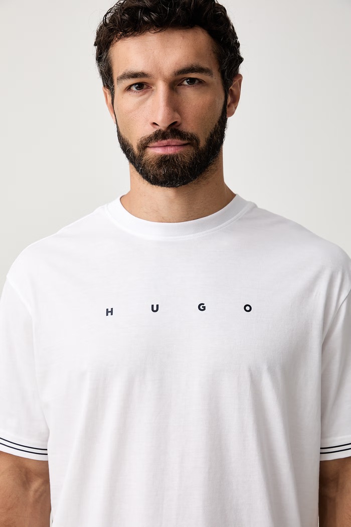HUGO пижама от две части мъжка от памук COASTA SHORT SET бял 50566115