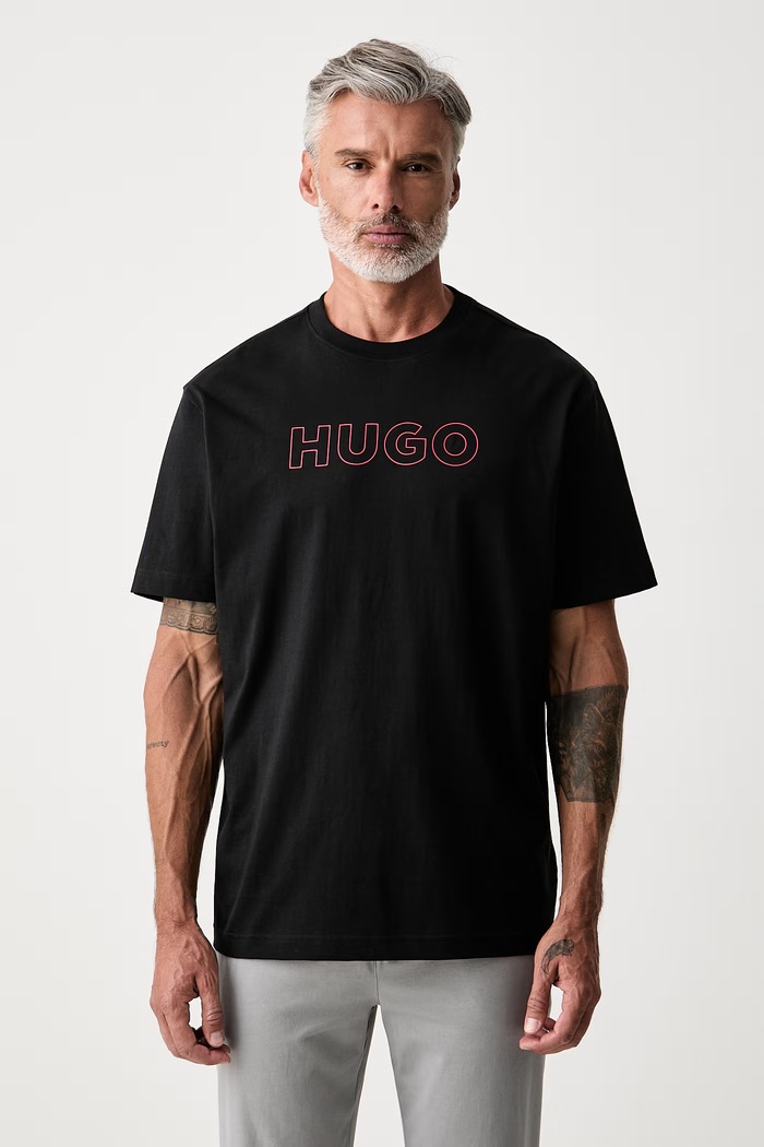 HUGO T-shirt piżamowy męski bawełniany EZRA T-SHIRT czarny 50566114