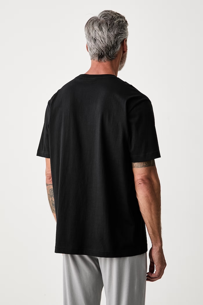 HUGO T-shirt piżamowy męski bawełniany EZRA T-SHIRT 50566114 czarny AW26