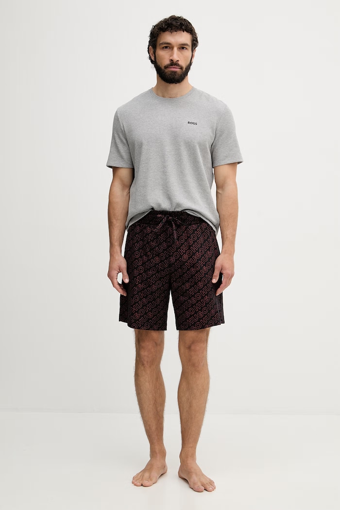 HUGO pizsama rövidnadrág férfi pamut EZRA SHORTS 50566109 fekete AW26