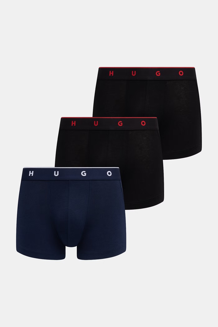 HUGO εφαρμοστά μποξεράκια ανδρικά με μοντάλ TRUNK TRIPLET TITAN 3-pack σκούρο μπλε 50566294