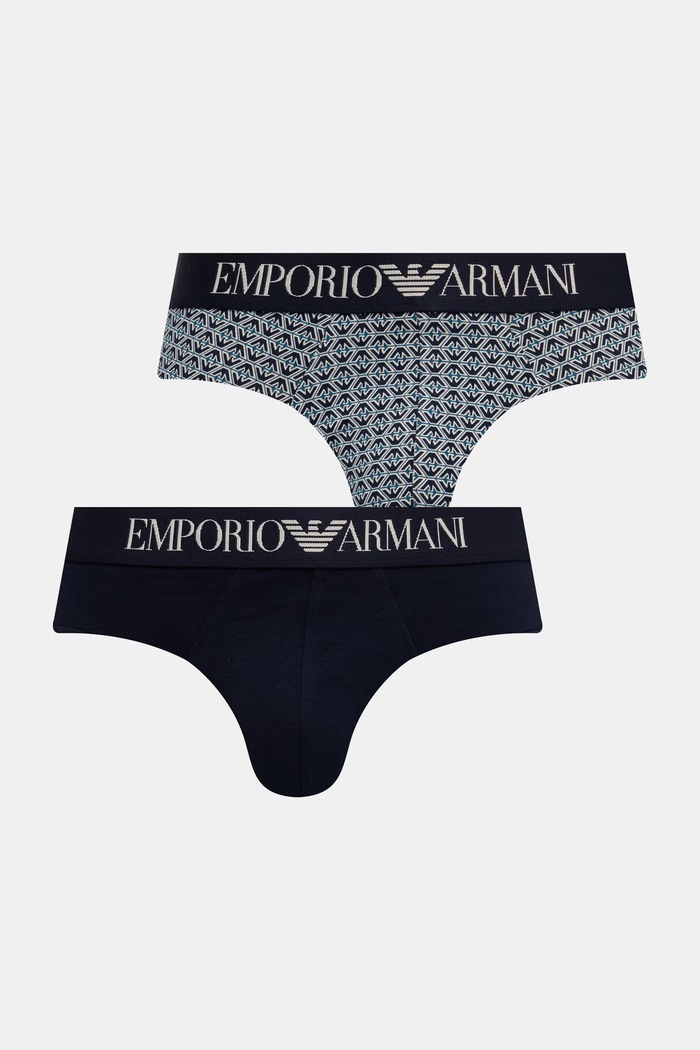 Emporio Armani Underwear slipy męskie bawełniane z elastanem 2-pack granatowy EM000251.AF25040
