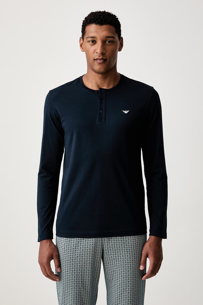 Emporio Armani Underwear piżama męska bawełniana EM003782.AF25040 granatowy AW26