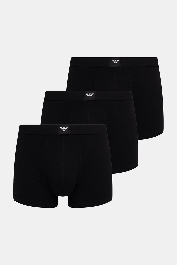 Emporio Armani Underwear bokserki męskie bawełniane z elastanem 3-pack czarny EM002205.AF25033