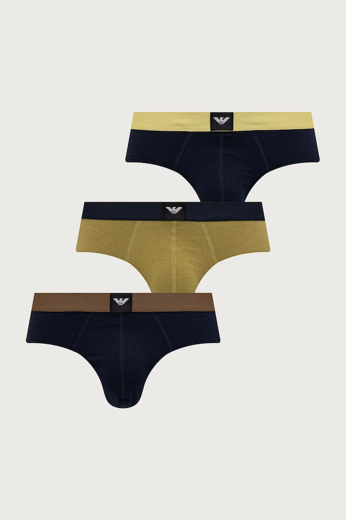 Emporio Armani Underwear slipy męskie z bawełną 3-pack granatowy EM002154.AF25033