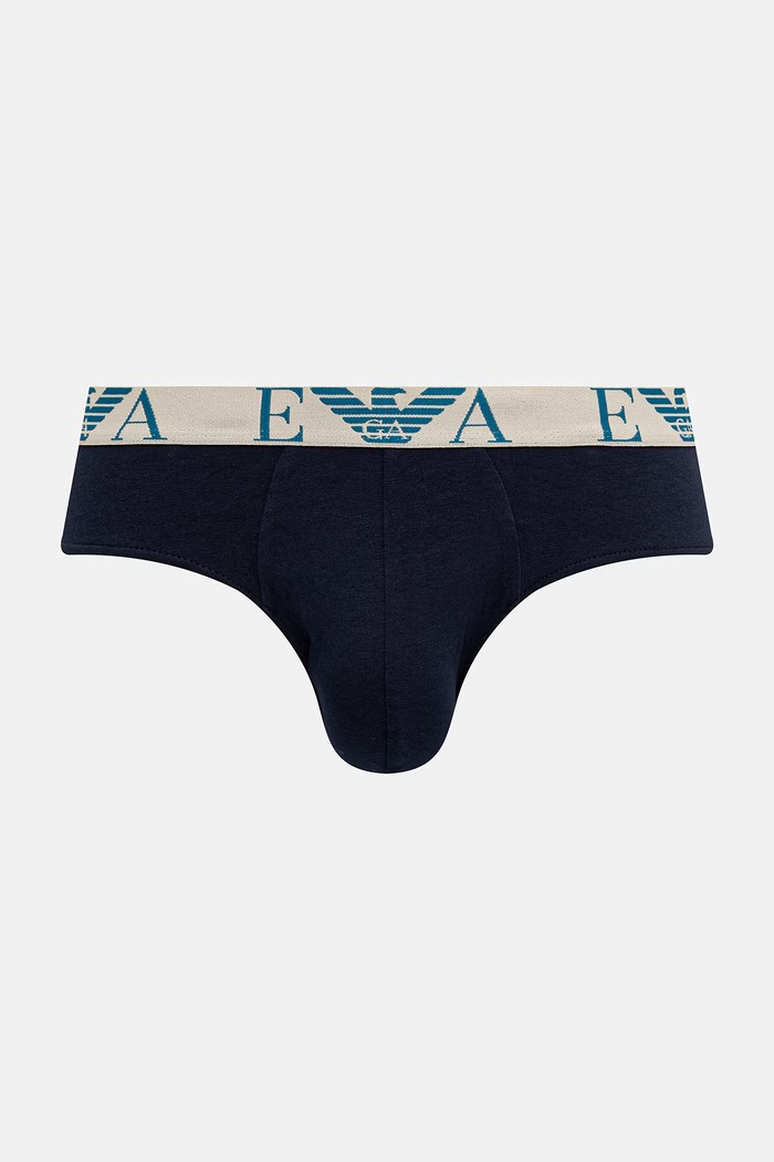 Emporio Armani Underwear slipy męskie bawełniane z elastanem 3-pack EM000258.AF25018 niebieski AW26