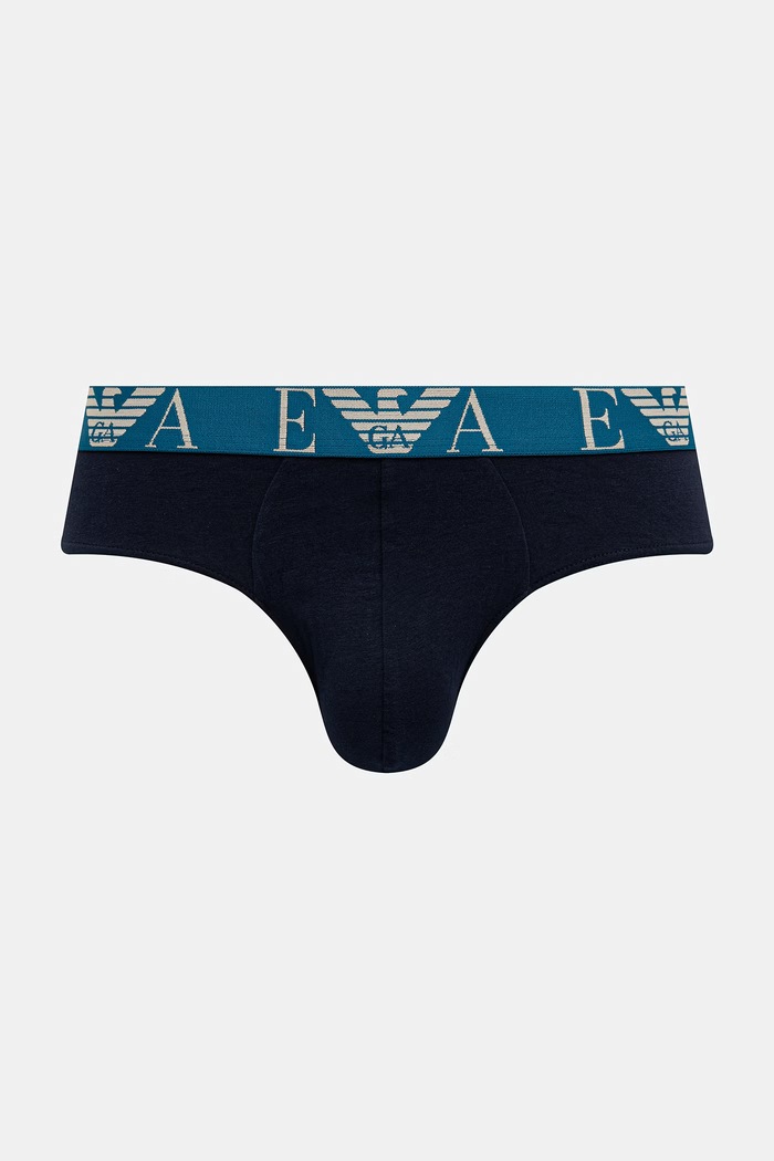 Odzież Emporio Armani Underwear slipy męskie bawełniane z elastanem 3-pack EM000258.AF25018 niebieski