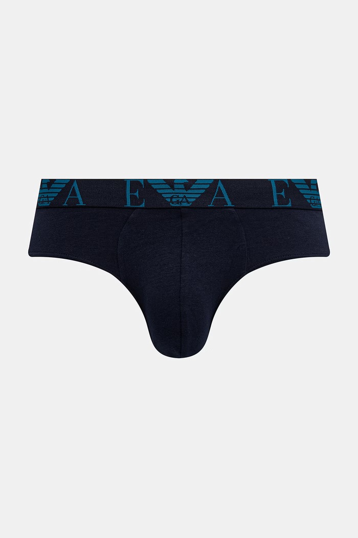 Emporio Armani Underwear slipy męskie bawełniane z elastanem 3-pack niebieski EM000258.AF25018