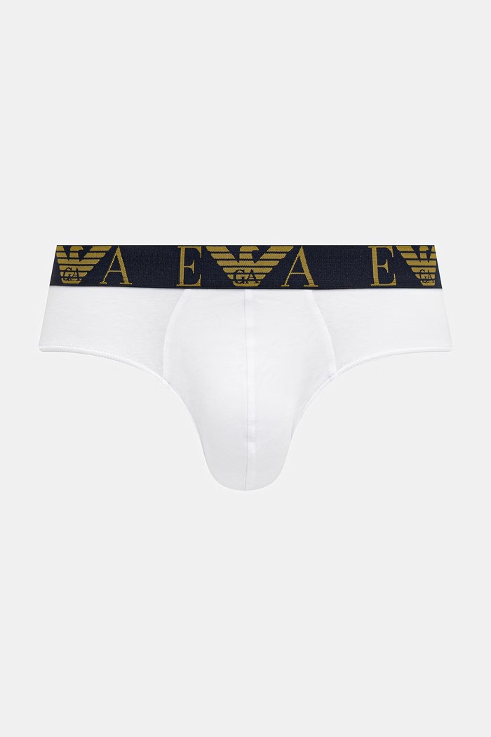 Emporio Armani Underwear slipy męskie bawełniane z elastanem 3-pack EM000258.AF25018 granatowy AW26