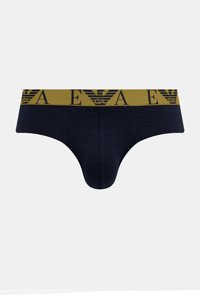 Emporio Armani Underwear slipy męskie bawełniane z elastanem 3-pack granatowy EM000258.AF25018