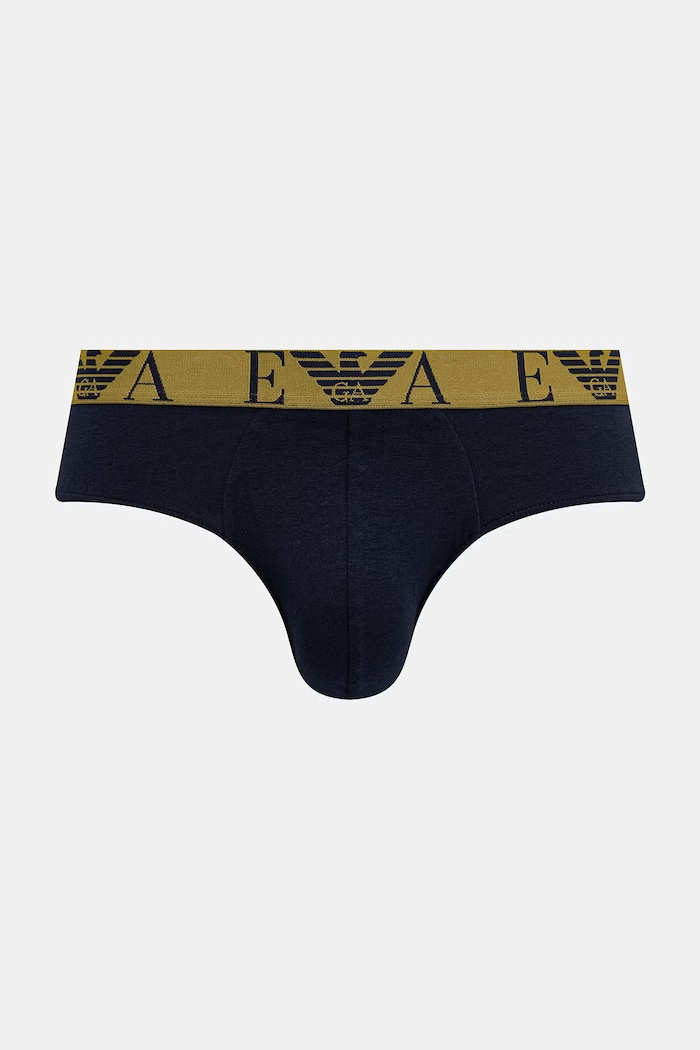 Emporio Armani Underwear slipy pánske bavlnené s elastanom 3-pak tmavomodrá EM000258.AF25018