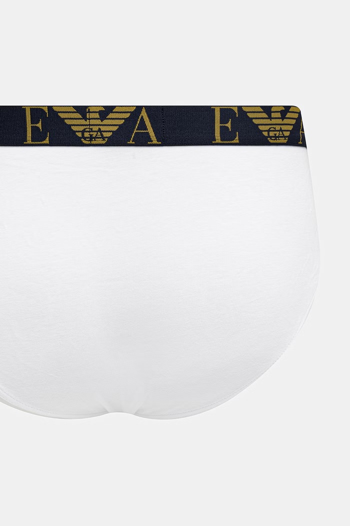 Emporio Armani Underwear slipy męskie bawełniane z elastanem 3-pack EM000258.AF25018 granatowy