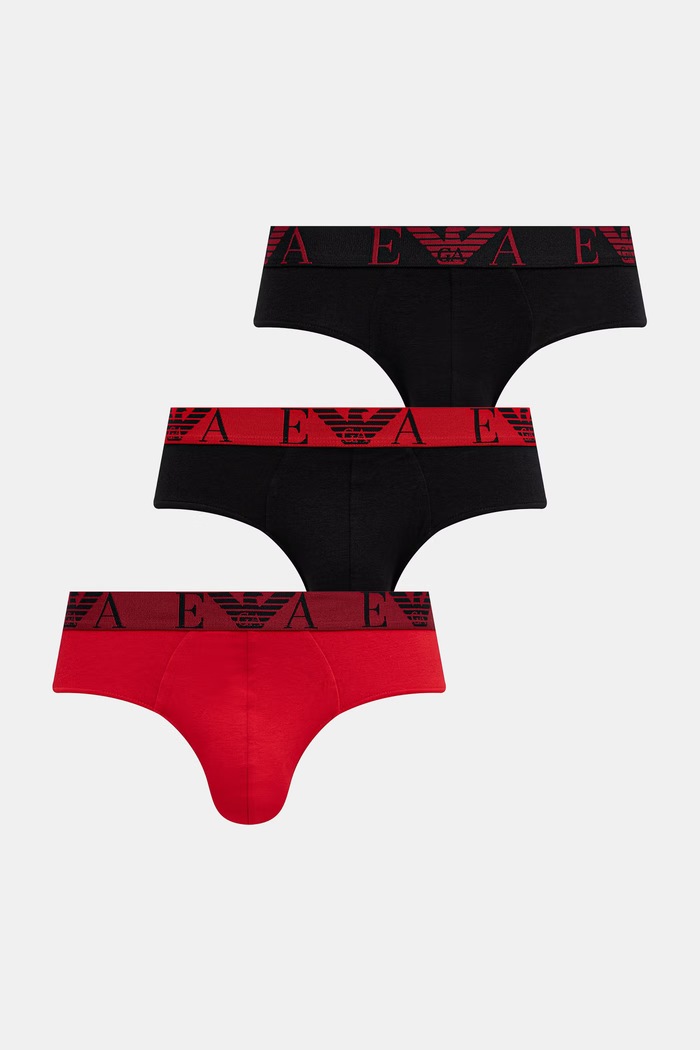 Emporio Armani Underwear slipy męskie bawełniane z elastanem 3-pack czarny EM000258.AF25018