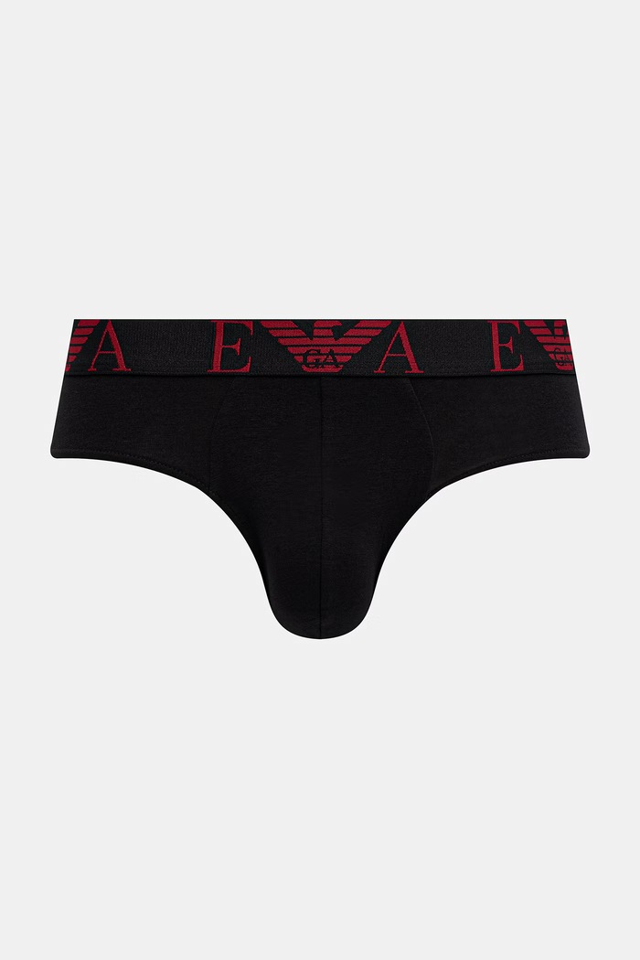 Emporio Armani Underwear slipy męskie bawełniane z elastanem 3-pack czarny EM000258.AF25018