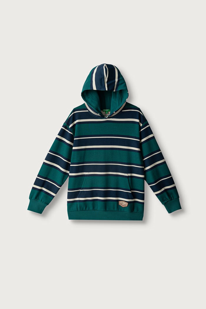 United Colors of Benetton Bluza z kapturem dziecięca bawełniana turkusowy 3KHYC205W.G.Seasonal