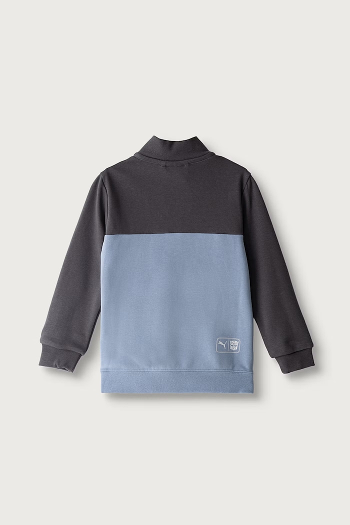 Puma Суичър за деца с памук PUMA X TRANSFORMERS Graphic Half-Zip 637628 син AW26