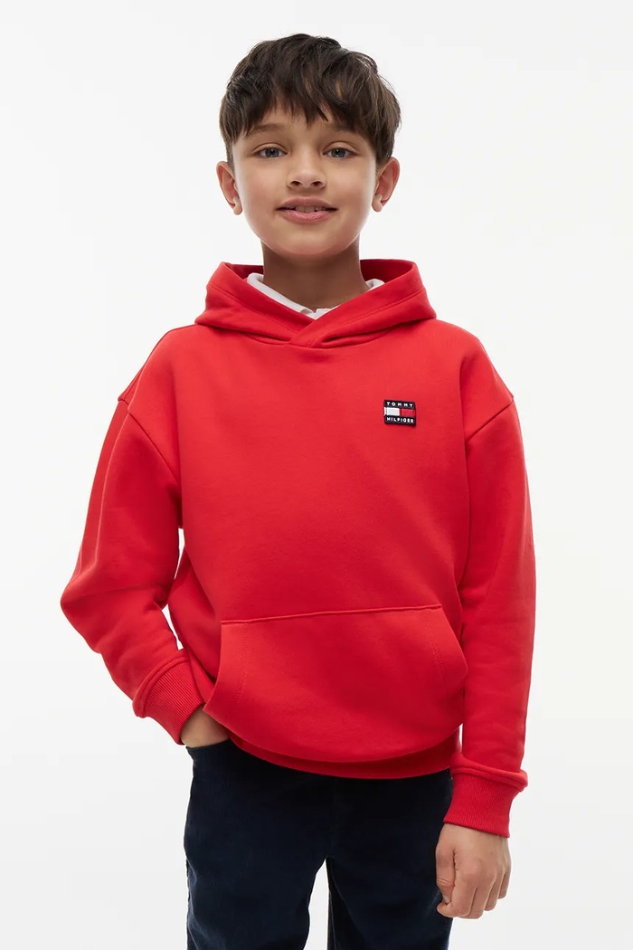 Tommy Hilfiger bluza z kapturem dziecięca bawełniana czerwony KS0KS00772.128.176.9BY2