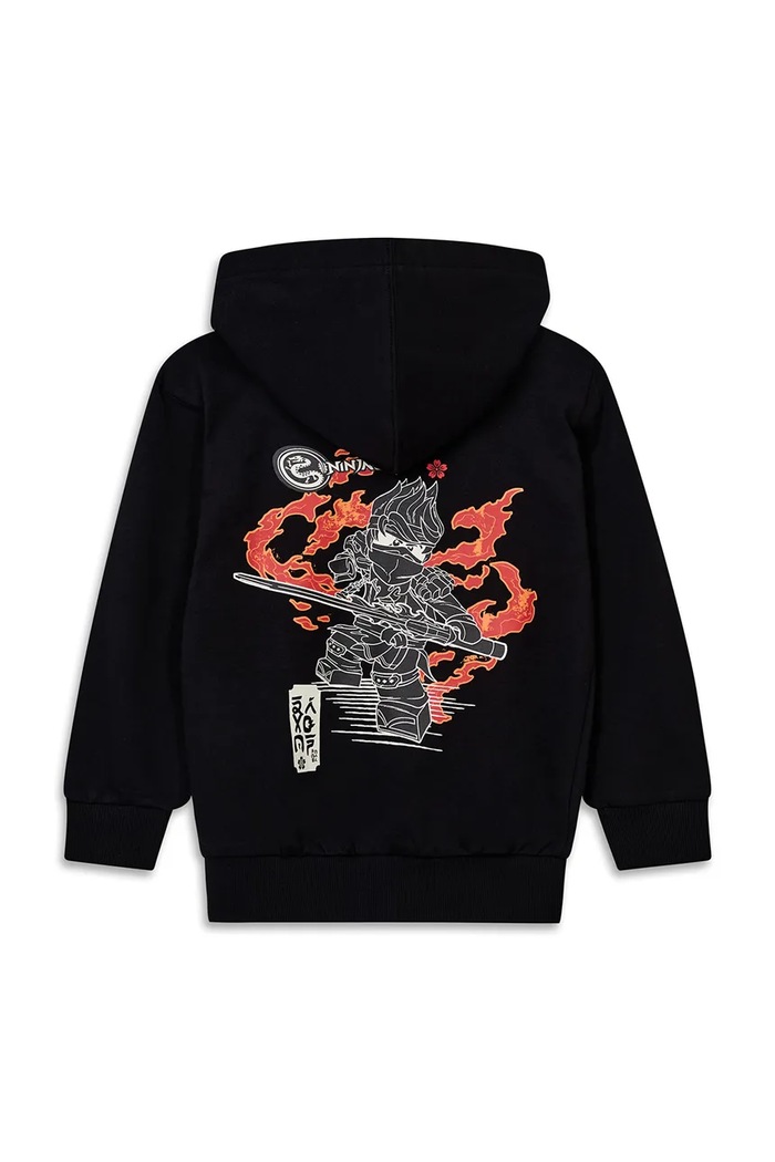Lego Bluza rozpinana z kapturem dziecięca bawełniana LWSIAN 704 60.1101.1615 czarny AW26