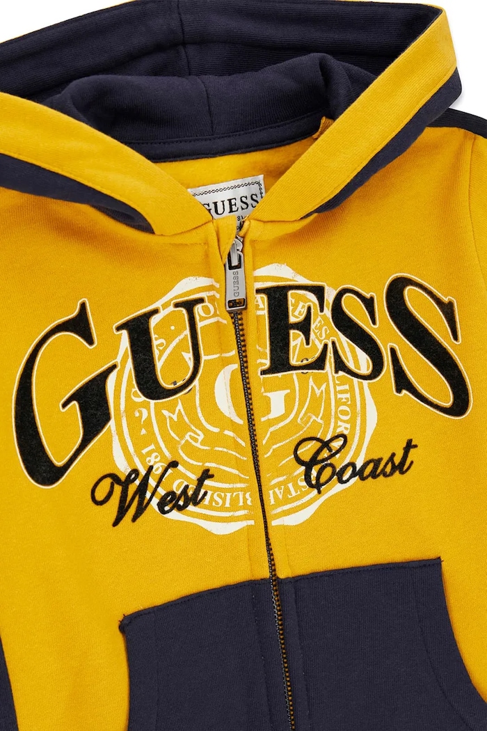 Chłopiec Guess Bluza rozpinana z kapturem dziecięca bawełniana N6BQ04.K6113.9BY2 żółty