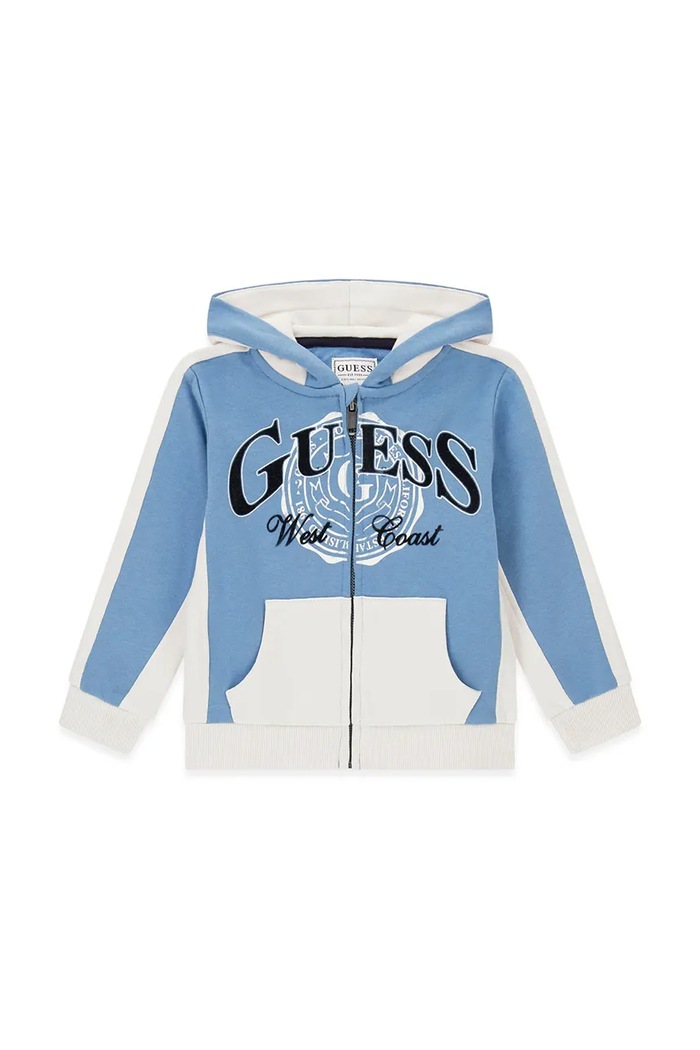 Guess Bluza rozpinana z kapturem dziecięca bawełniana niebieski N6BQ04.K6113.9BY2