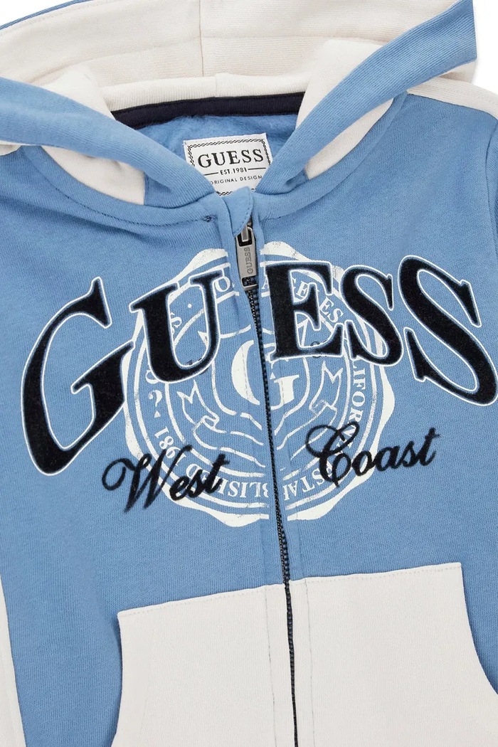 Chłopiec Guess Bluza rozpinana z kapturem dziecięca bawełniana N6BQ04.K6113.9BY2 niebieski