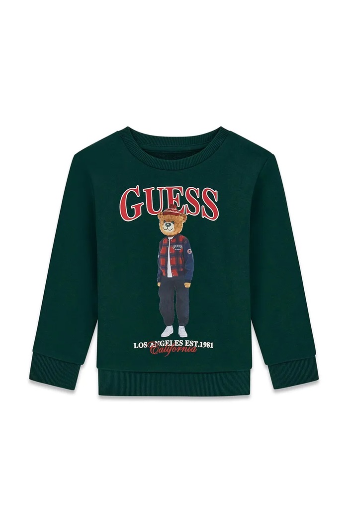 Guess Bluza dziecięca bawełniana zielony N6BQ03.K6112.9BY2