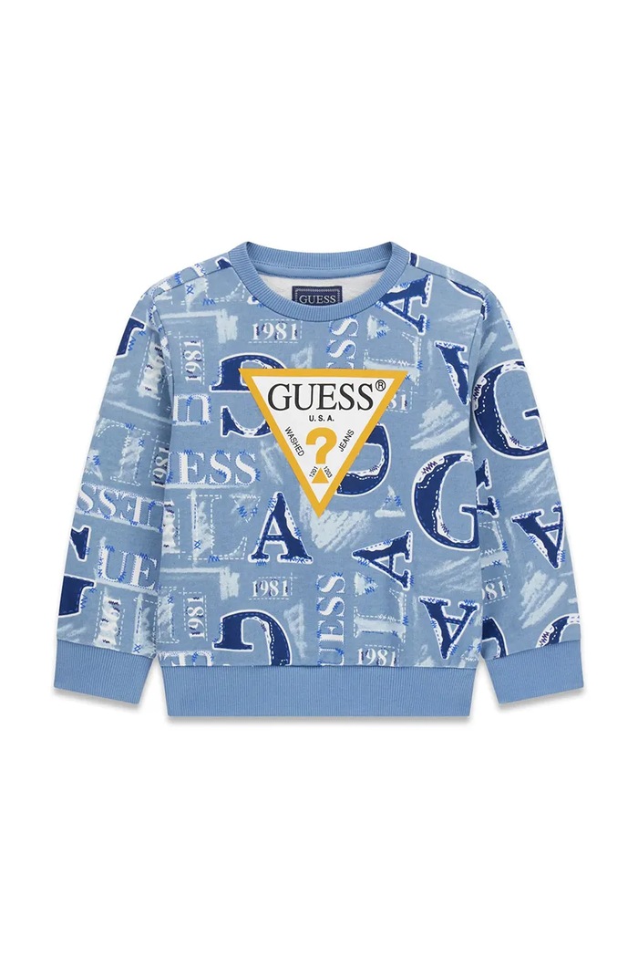 Guess Bluza z kapturem dziecięca bawełniana niebieski N6BQ02.K6111.9BY2