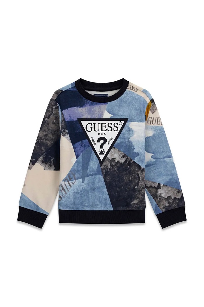 Guess Bluza z kapturem dziecięca bawełniana niebieski N6BQ02.K6111.9BY2
