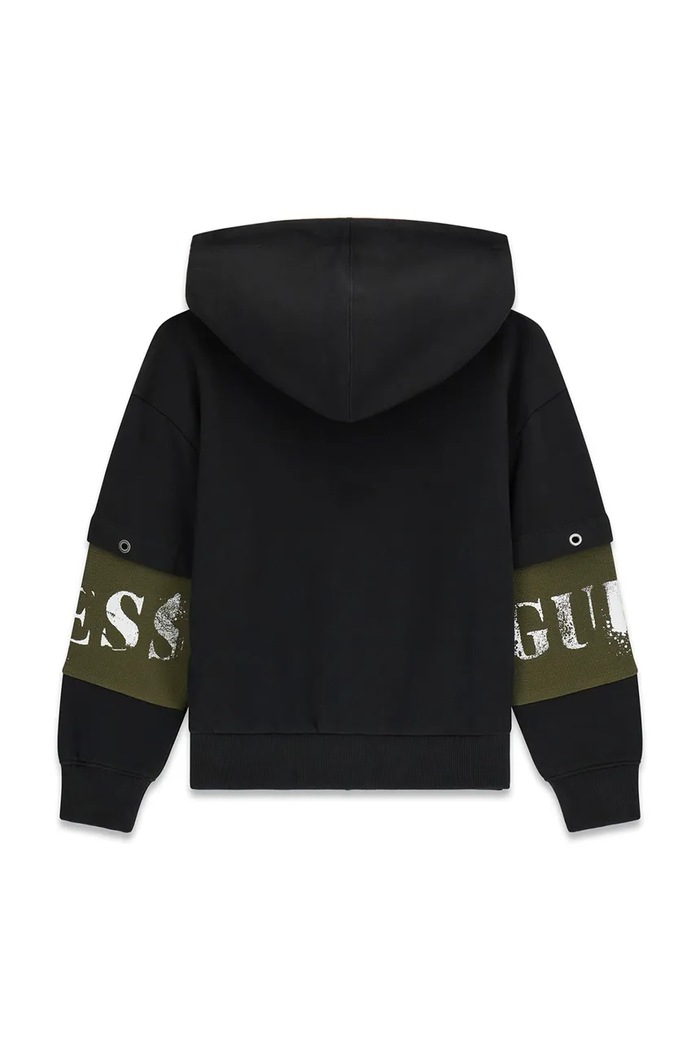 Guess Bluza rozpinana z kapturem dziecięca bawełniana L6BQ17.K8045.9BY2 czarny AW26