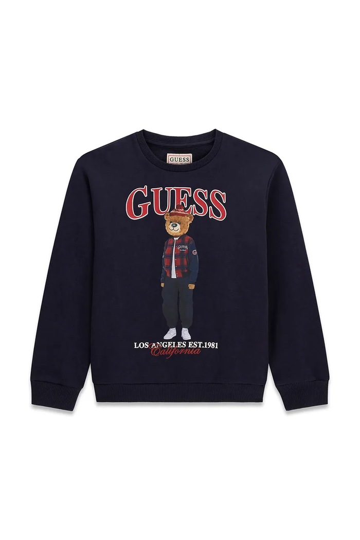 Guess Bluza dziecięca bawełniana granatowy L6BQ14.K6130.9BY2