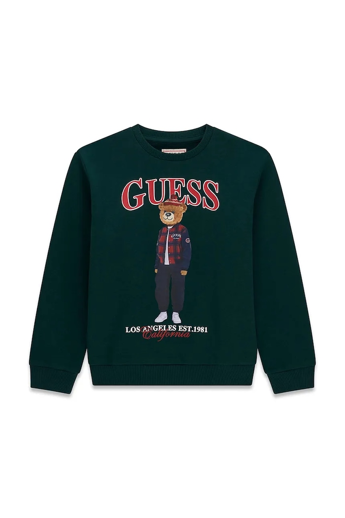 Guess Bluza dziecięca bawełniana zielony L6BQ14.K6130.9BY2