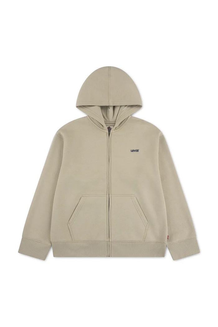 Levi's bluza rozpinana z kapturem dziecięca z bawełną ESSENTIAL HOODIE beżowy 9ER729