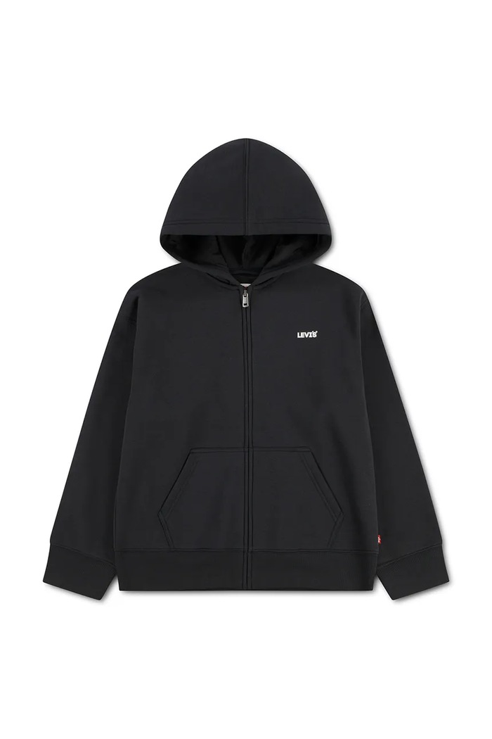Levi's bluza rozpinana z kapturem dziecięca z bawełną ESSENTIAL HOODIE czarny 9ER729
