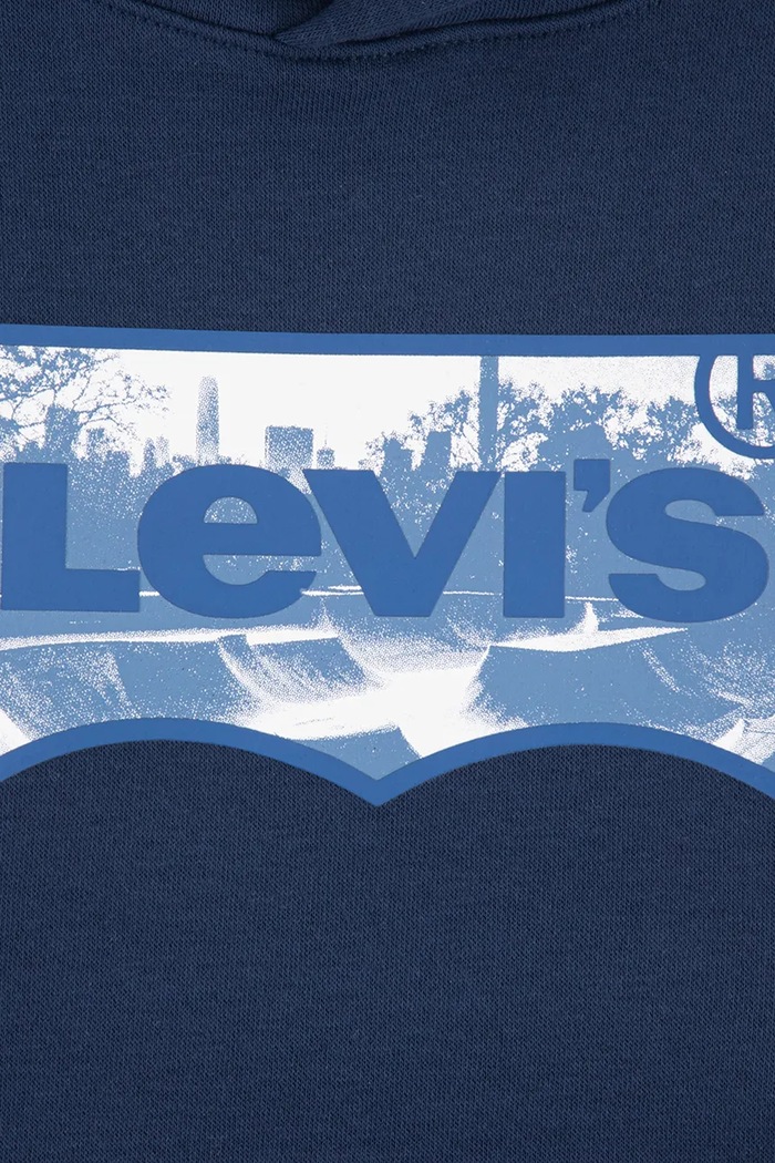 Chłopiec Levi's bluza z kapturem dziecięca z bawełną SKATE PARK BATWING HOODIE 9ER750 granatowy