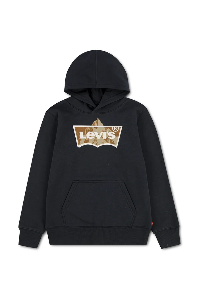 Levi's bluza z kapturem dziecięca z bawełną TALLEST PEAK BATWING HOODI czarny 9ER743